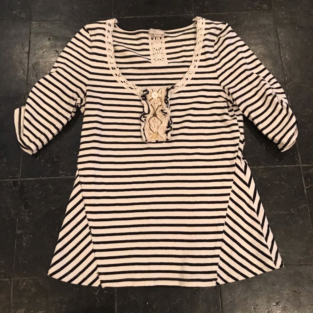 Anthro Postmark Navy Striped Rules & Ruffles - image 3